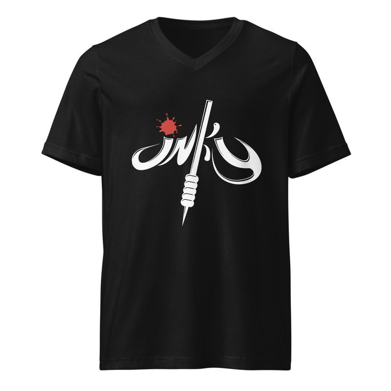 Inky Unisex Short Sleeve V-Neck T-Shirt Black